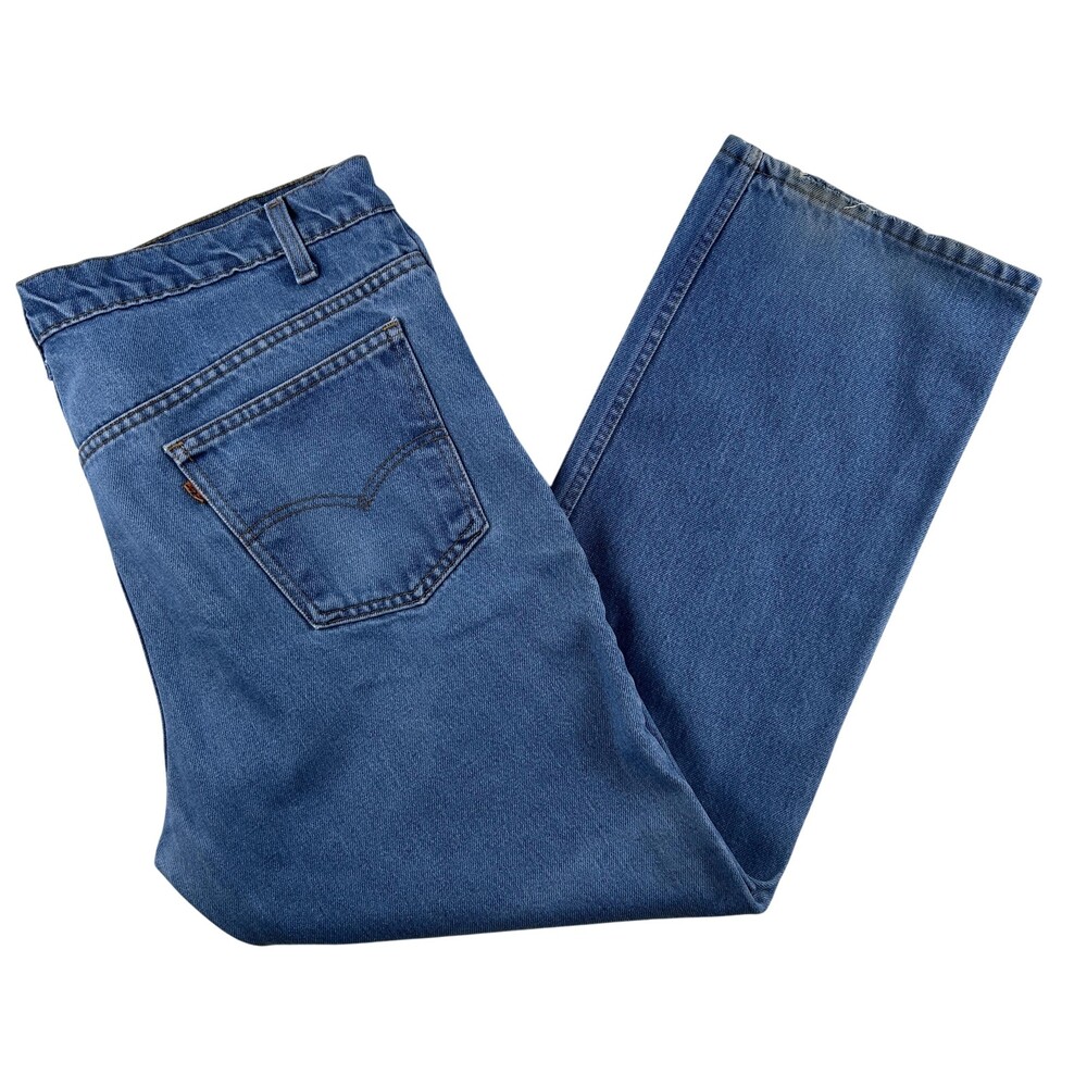Vintage Levis Jeans Mens 39x28 Medium Wash Orange Tab Zip Fly Distressed 80s